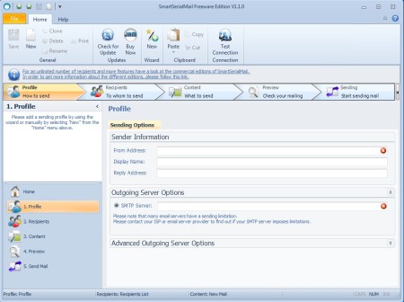 SmartSerialMail Free to create email newsletters default window