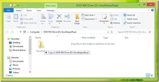 Steps to burn a CDDVD in Windows 8