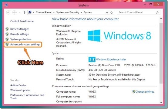 Steps to disable Animation in windows 8 Advanced system settings