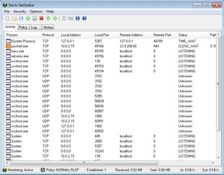 SterJo NetStalker free network monitoring software default window
