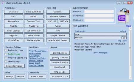 Switchblade system optimization software default window