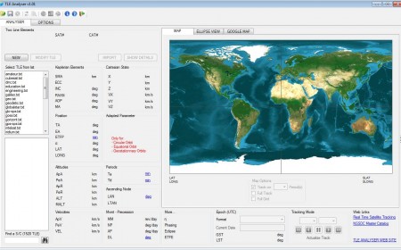 TLE Analyser satellite tracking software default window