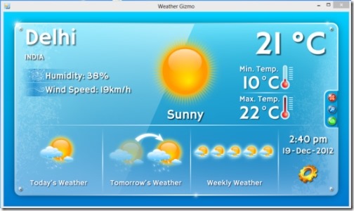 Weather Gizmo 01 free weather gadget for windows