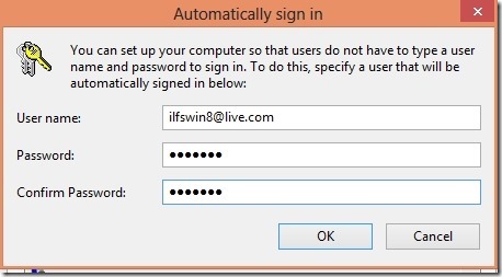 automatically sign into windows 8