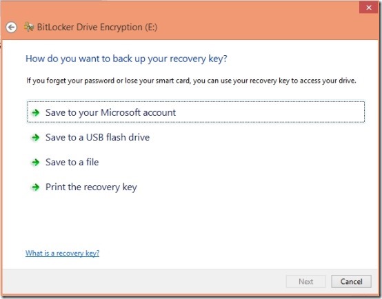 backup recovery key in windows 8