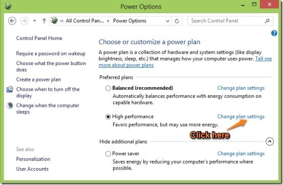 change power optionsplan settings in windows 8
