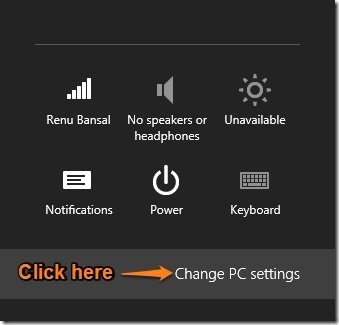 how to change pc settings in windows 8