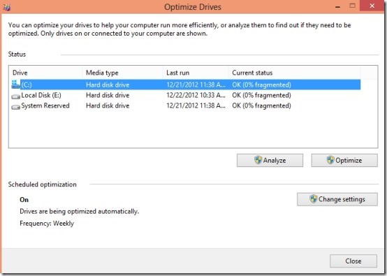 how to defragment Your Drive in windows 8
