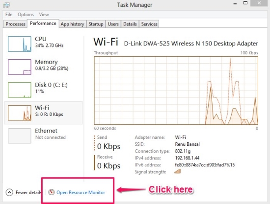 how to open resource manager in windows 8