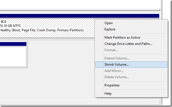 shrink drive in windows 8