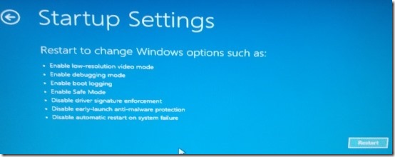 startup settings windows 8