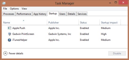 task manger windows 8 startup manager