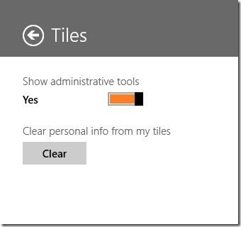 toggle Administrative Tools windows 8