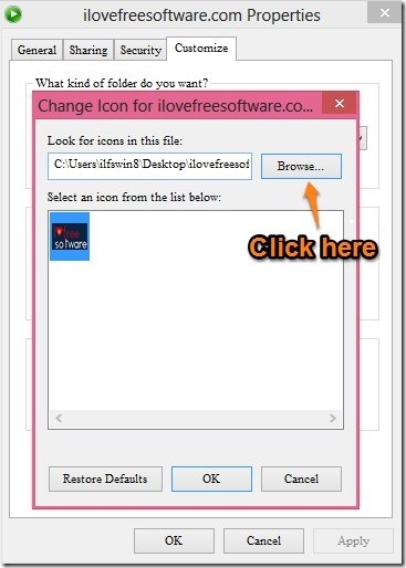 use costume image to change folder icon in windows 8