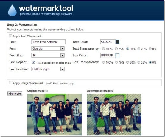 watermarktool interface