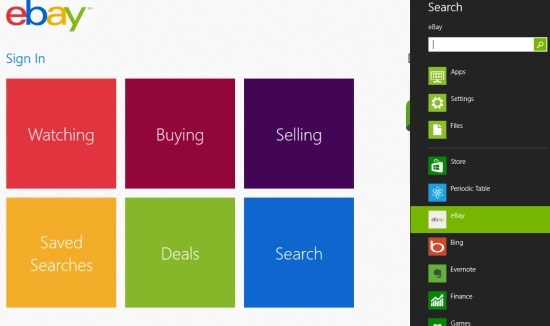 windows 8 ebay app