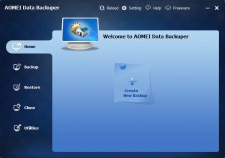 AOMEI Data Backuper free backup software default window