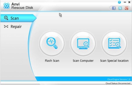 Anvi Rescue Disk default window