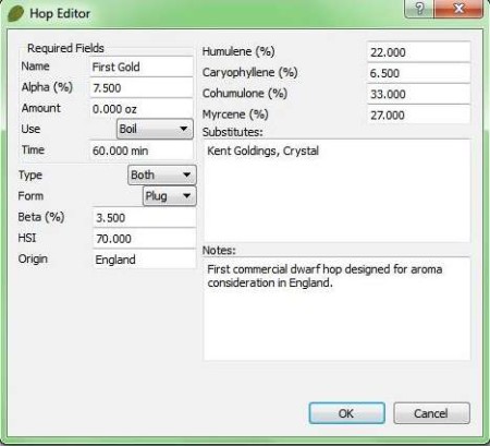 Brewtarget hop editor