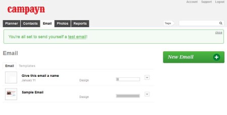 Campayn Free Email Newsletter Service default window