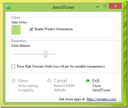 Change the window border color in Windows 8 with Aero8Tuner