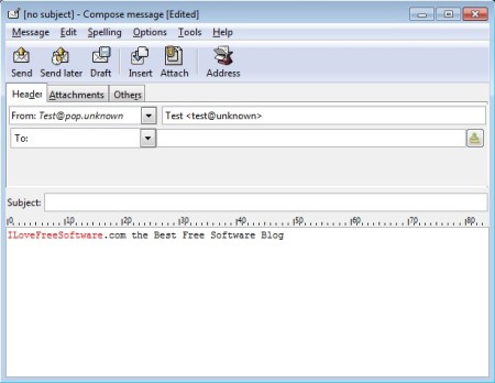 Claws Mail compose message