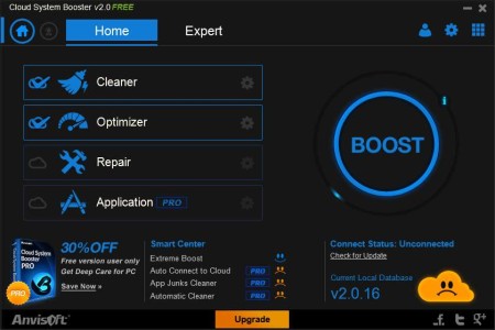 Cloud System Booster free system optimization software default window