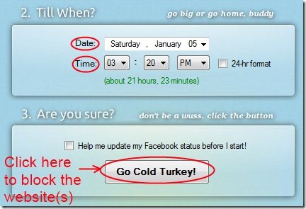 Cold Turkey 04 temporarily block Facebook, Twitter or any other website