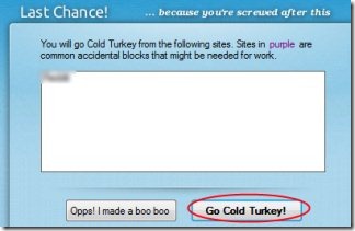 Cold Turkey 05 temporarily block Facebook, Twitter or any other website