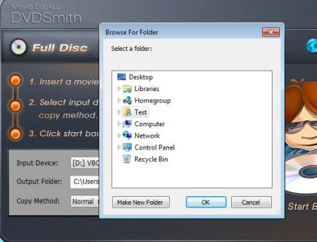 DVDSmith Movie Backup selecting folders