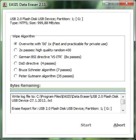 EASIS Data Eraser selecting method