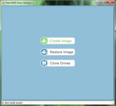 EASIS Drive Cloning default window