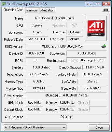 GPU-Z selected graphics card