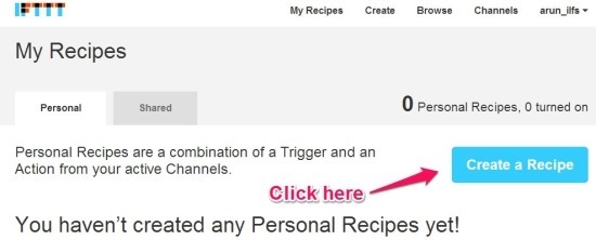 How to create a recipe using the components