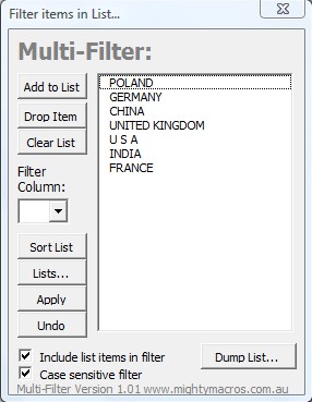 Multi-Filter added items
