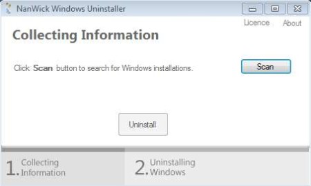 NanWick Windows Uninstaller default window