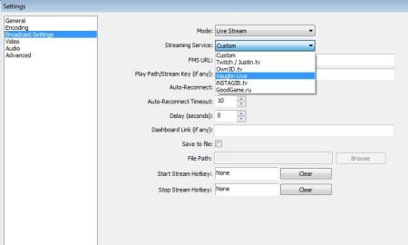Open Broadcaster Software settings