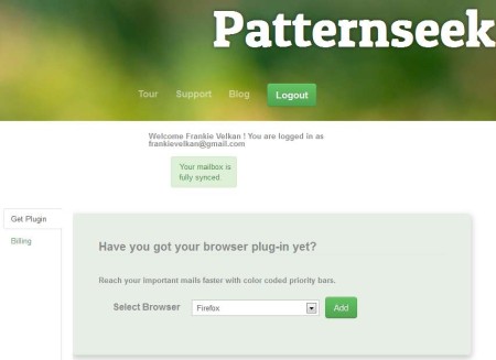 PatternSeek default widnow