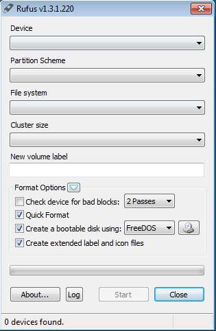 Rufus create bootable USB default window