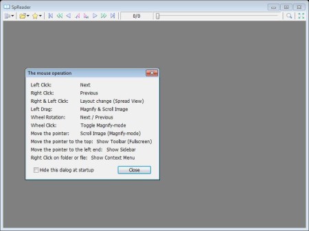 SpReader free image viewer default window
