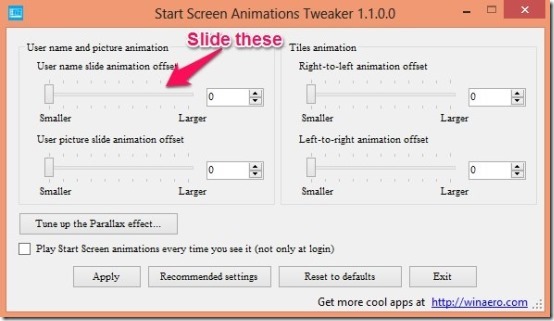 Steps to customize start screen animation in Windows 8