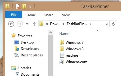 Steps to use taskbar pinner and pin anything to the taskbar in Windows 8