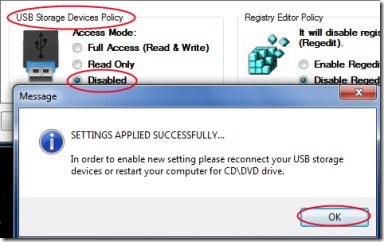URC Access Modes 02 protect USB drives