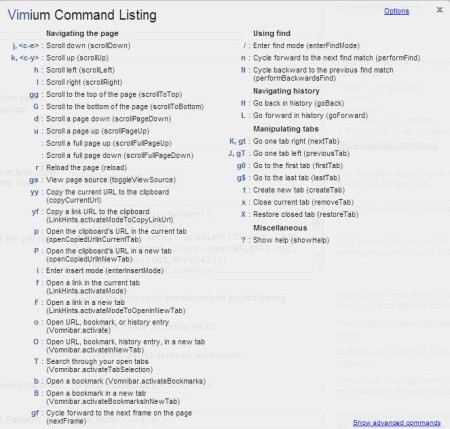 Vimium to get Vim style keyboard shortcuts default window