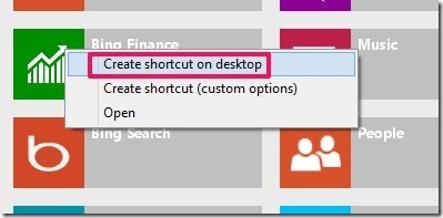 add shortcut to the start screen windows 8