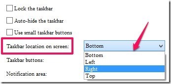 change taskbar location in Windows 8