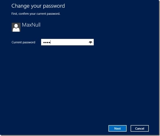 current password windows 8