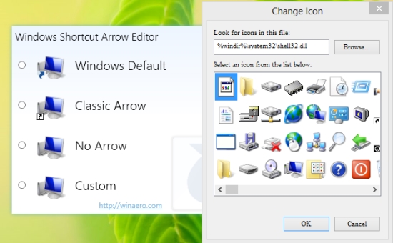 custom image as a shortcut arrow in Windows 8