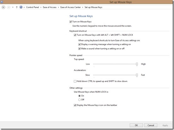 customize mouse keys in windows 8