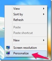 desktop context menu in windows 8